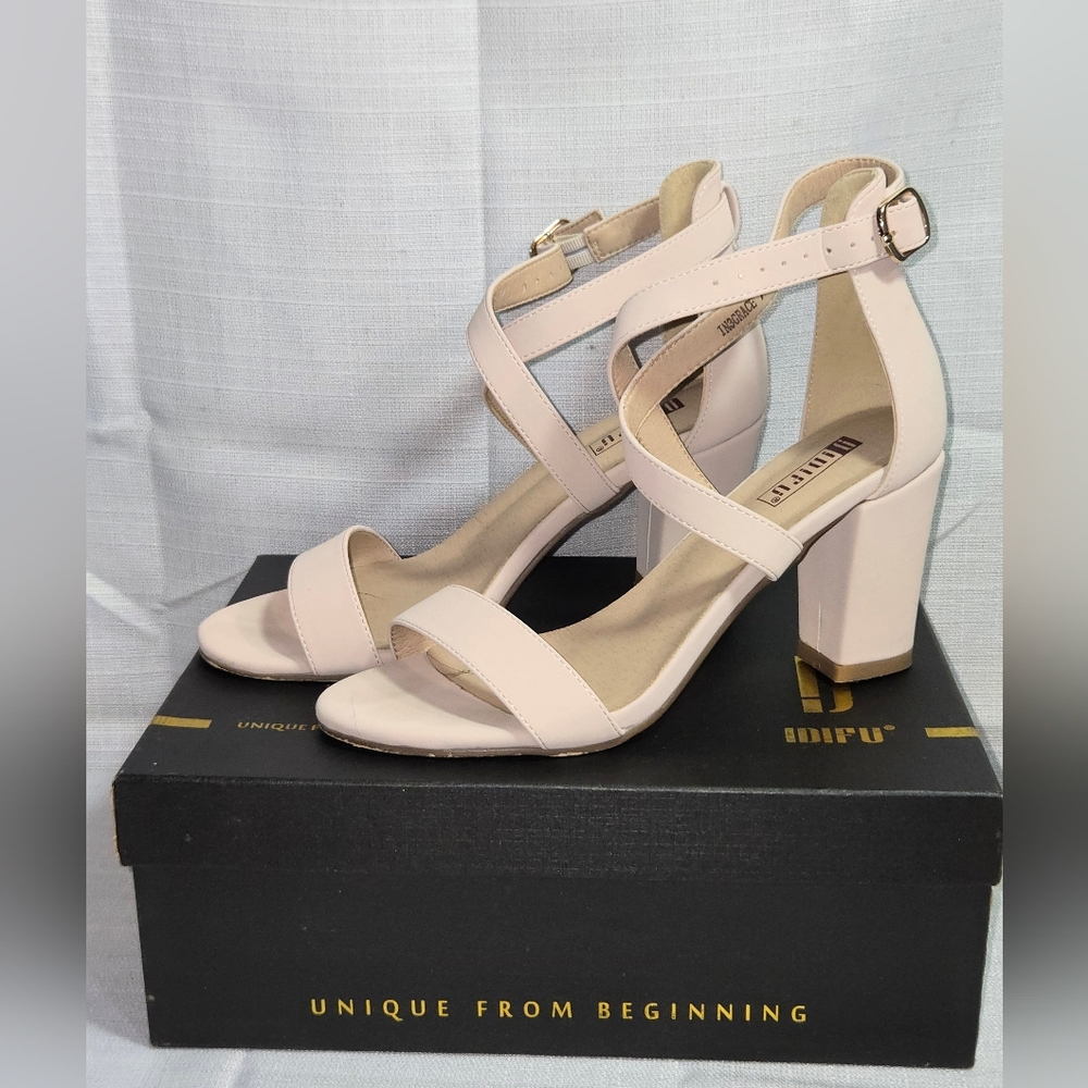 Unique From Begining Womens Cream Nude Strap Heels 3"